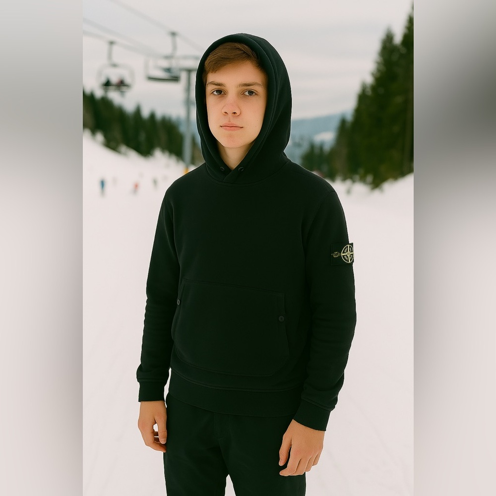 Stone Island Black Sweatshirt Hoodie Classic Design